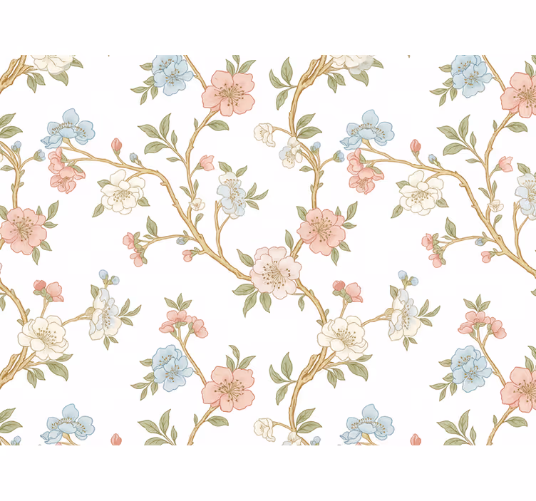 Behang bloemen in bloeiende takken stijl - TenStickers