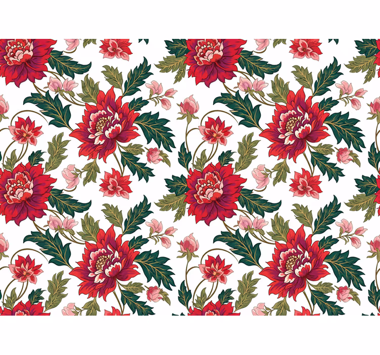 Behang bladeren flowerful symfonie rood (b0d35wqxjx) - TenStickers