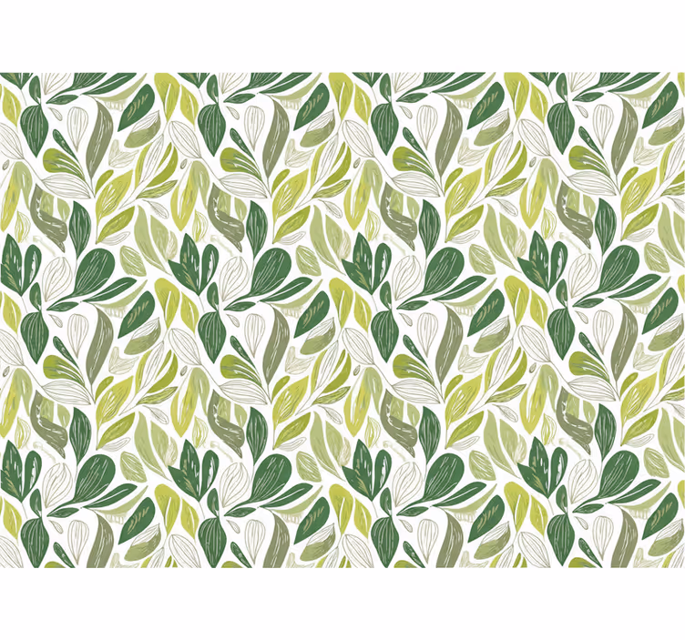 Behang bladeren bladmotief in groen en beige - TenStickers