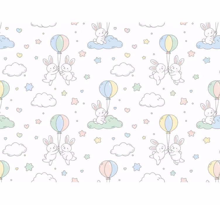 Behang kinderkamer met konijnen en ballonnen - TenStickers