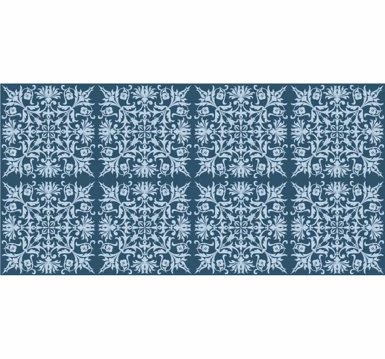 Blauw behang met frans provinciaal bloemenpatroon - TenStickers