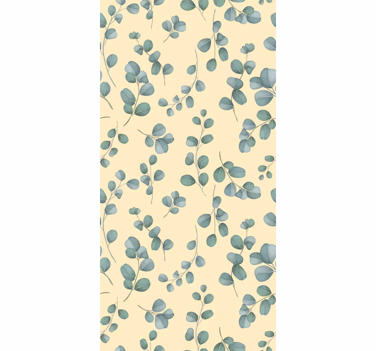 Behang beige eucalyptusbladpatroon - TenStickers