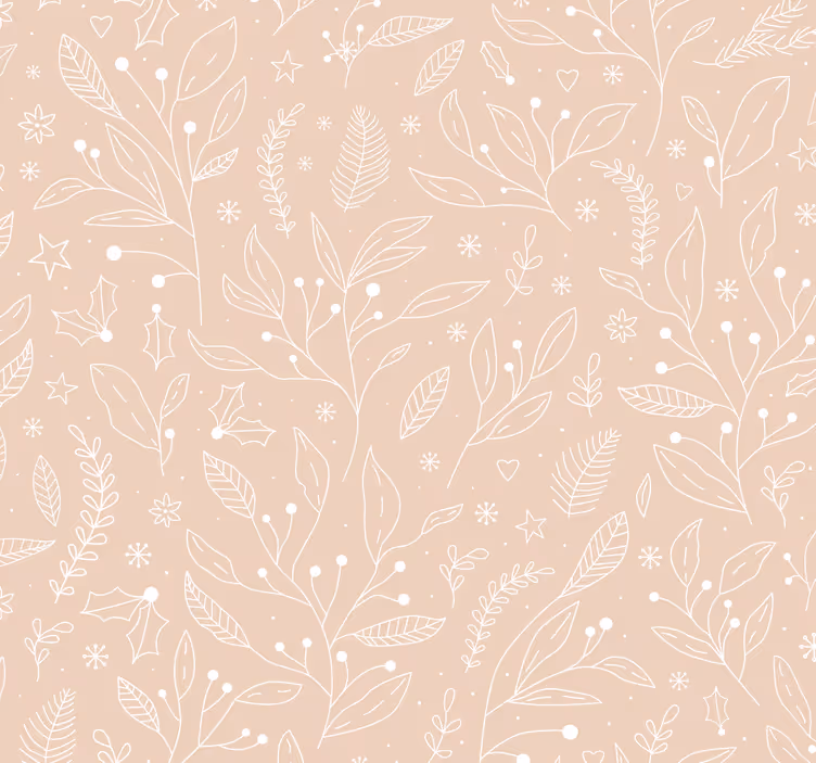 Behang beige met kerstplanten - TenStickers