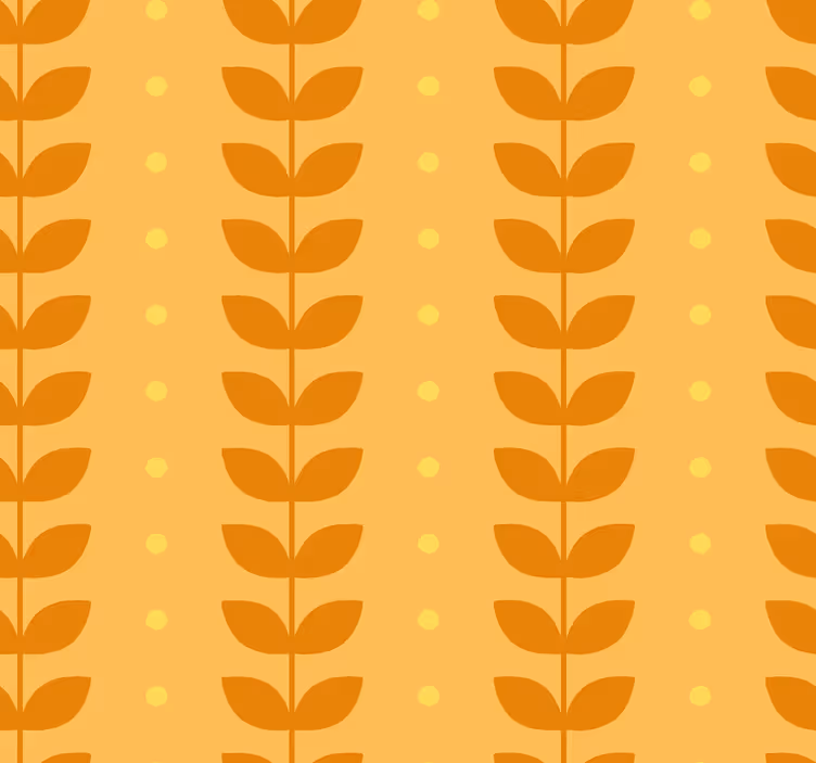 Oranje behang bladerenpatroon - TenStickers