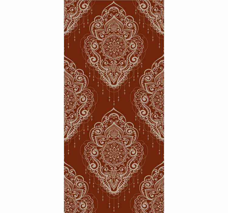 Rood behang met elegant mehndi ornament - TenStickers
