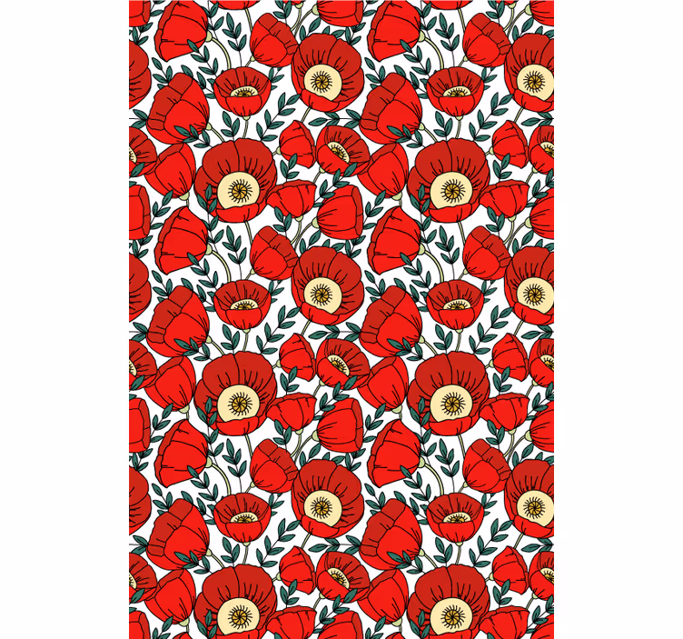 Rood behang met klassieke rode klaprozen - TenStickers