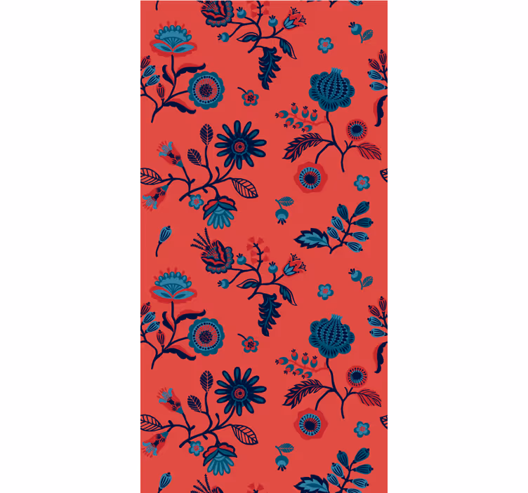 Rood behang traditioneel kleurrijk pools folkartpatroon - TenStickers
