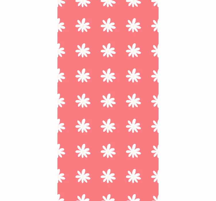 Rood behang met madeliefjes op roze - TenStickers