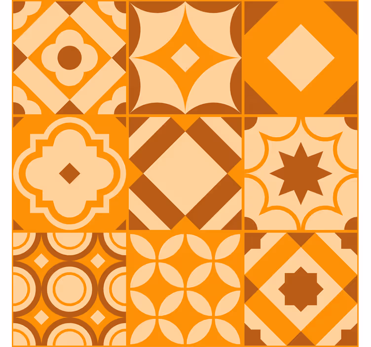 Terracotta behang met rustieke tegels - TenStickers