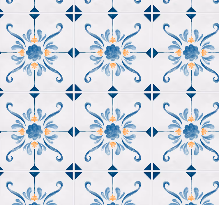 Tegeleffect behang blauw - TenStickers