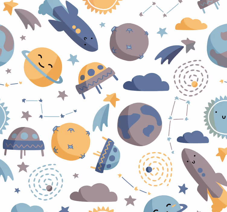 Kinderkamer met ruimtethema babykamer behang - TenStickers