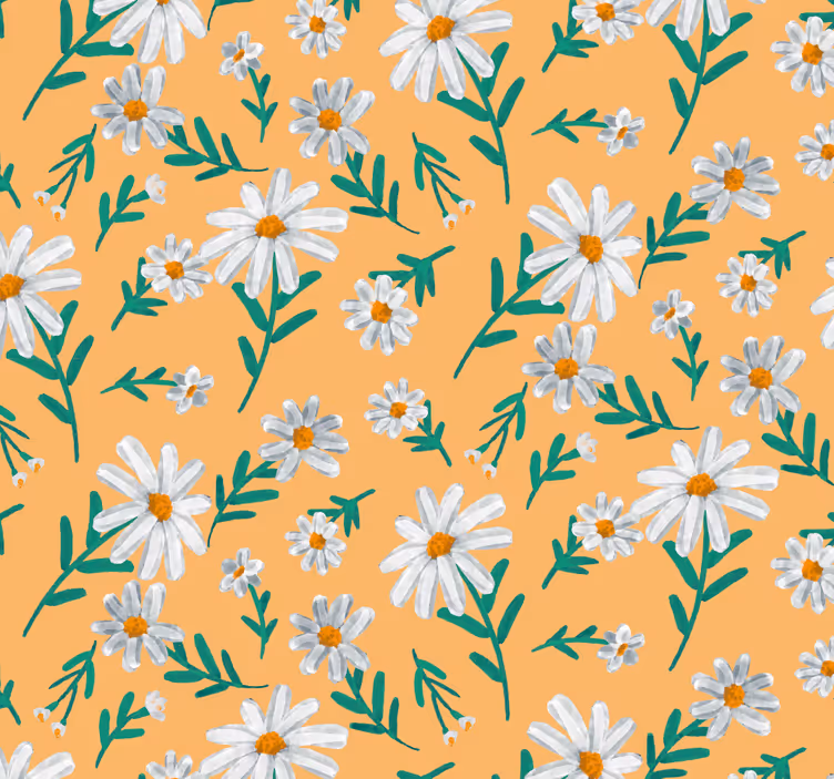 Bloem behang madeliefje op de gele achtergrond - TenStickers