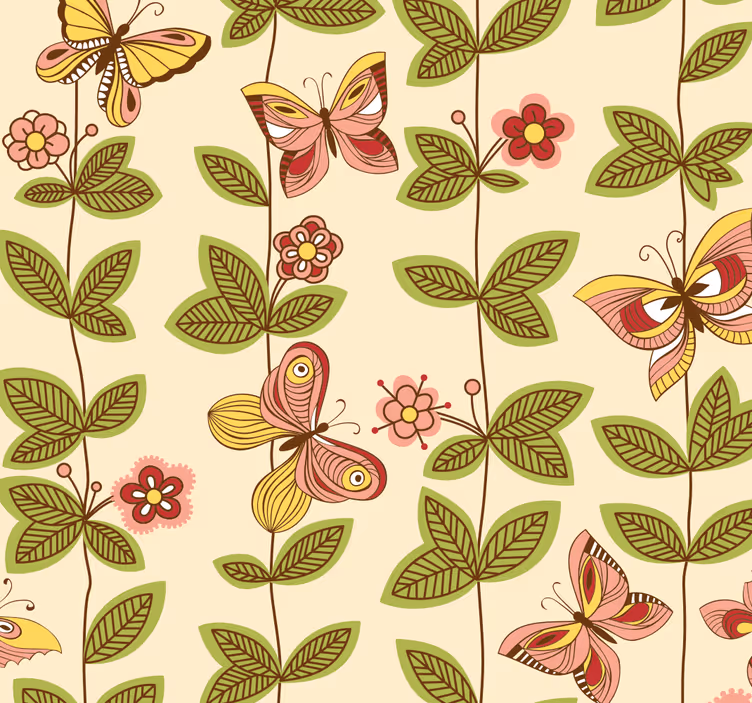 Vlinders natuur slaapkamer behang - TenStickers