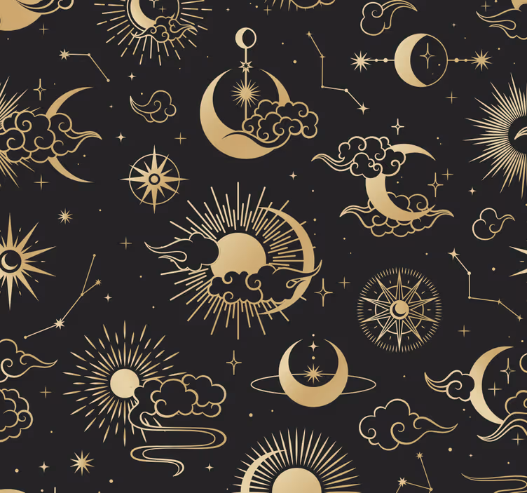 Wolken en sterren nacht behang - TenStickers