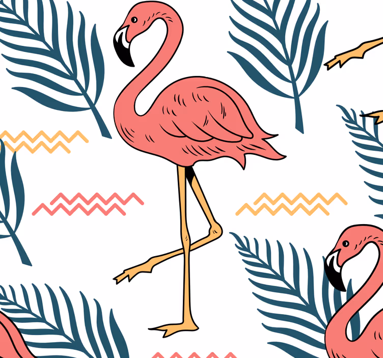 Flamingo tropische print behang vogels - TenStickers