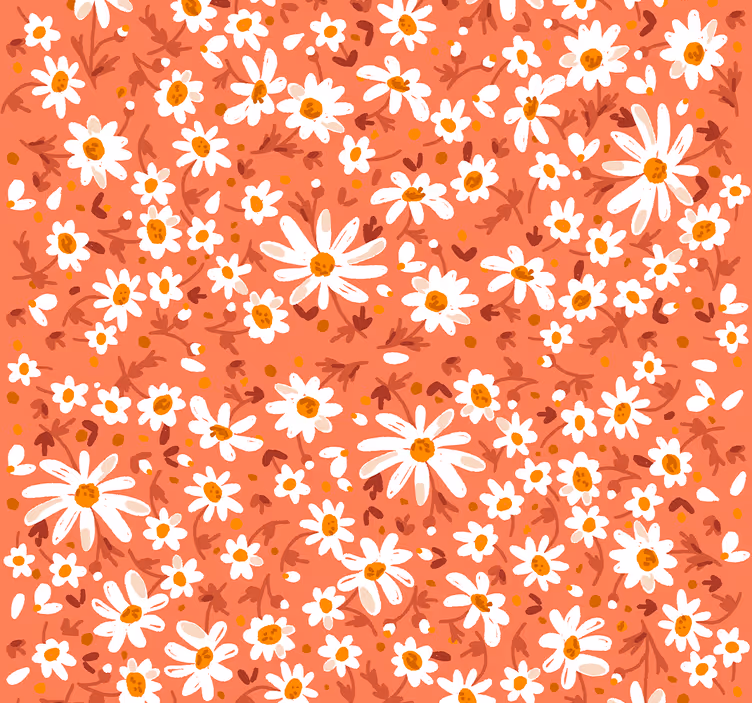 Madeliefjes op bruine achtergrond behang bloemen - TenStickers