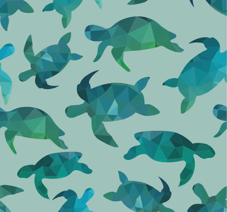 Groene schildpadden behang woonkamer - TenStickers