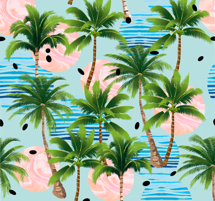 Palmbomen op marmeren zon behang jungle - TenStickers