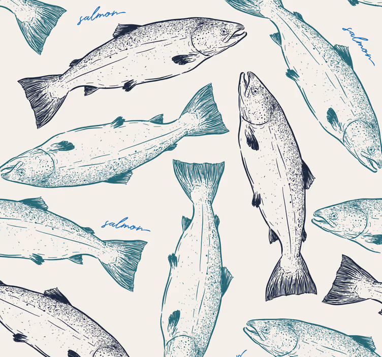 Slaapkamer behang met zalm - TenStickers