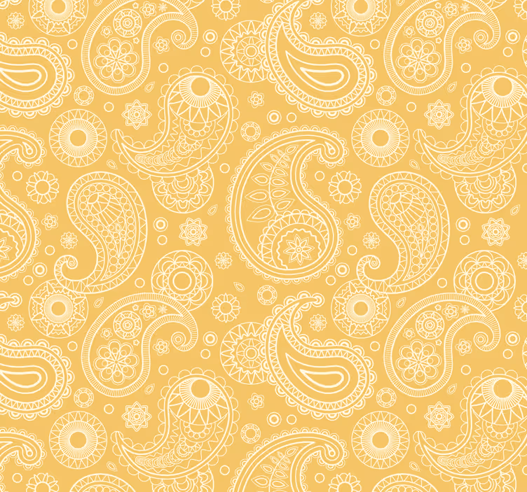 Ingewikkeld geel paisleymotief behang hal - TenStickers
