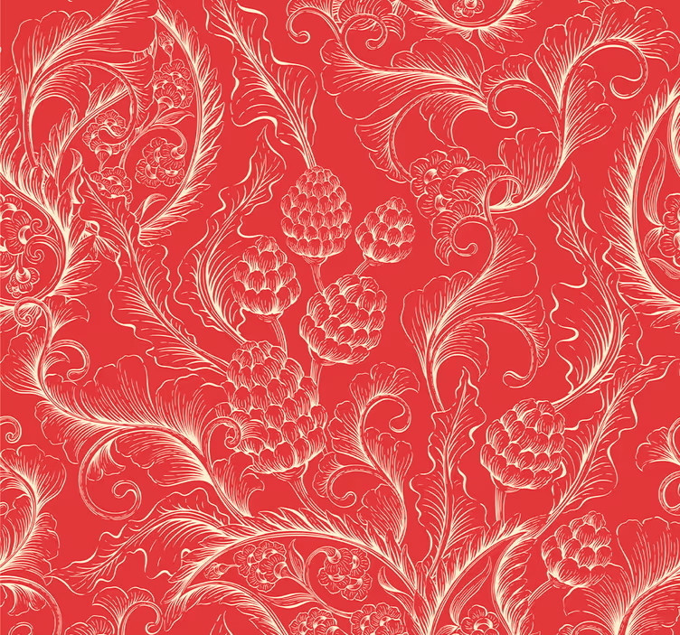 Behang rode Paisley illustratie - TenStickers