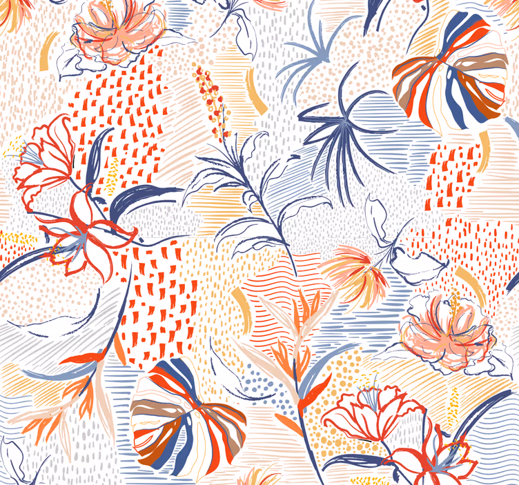 Bloemig elegant ontwerp behang eetkamer - TenStickers