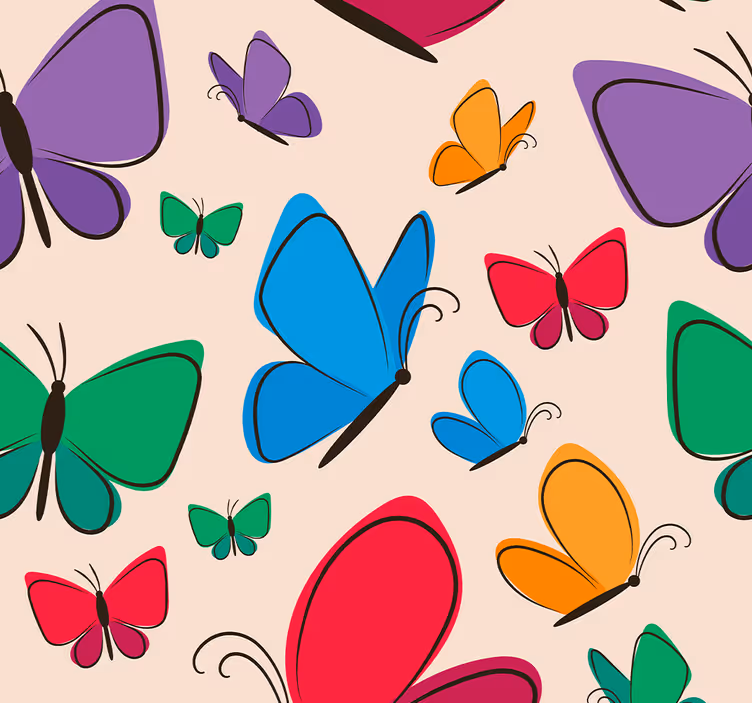 Vlinder behang Vlinders vliegen voor kinderen - TenStickers