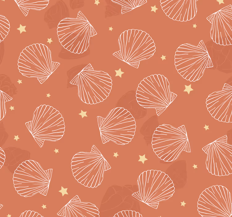 Schelp ster patroon dieren behang - TenStickers