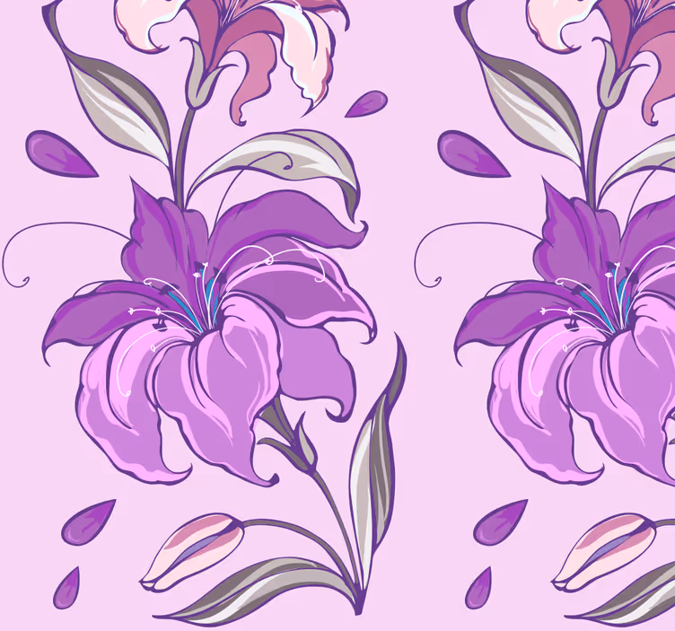 Abstract ontwerp behang Lelie bloem - TenStickers