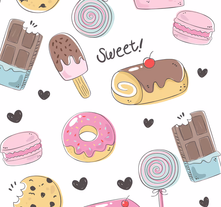 Keuken behang snoepjes patroon - TenStickers