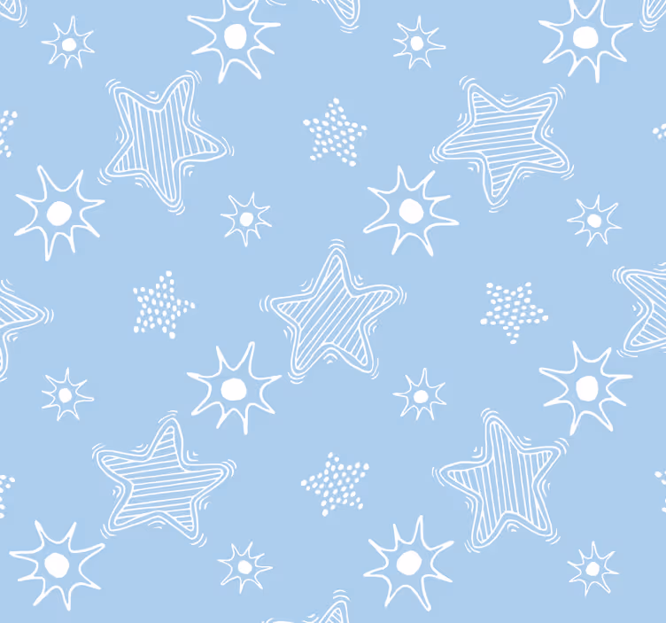 Blauw kinderpatroon sterren behang - TenStickers