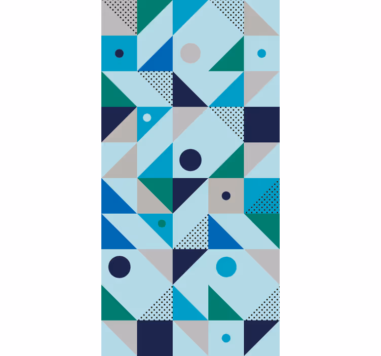 Geometrisch behang blauw patchwerk - TenStickers