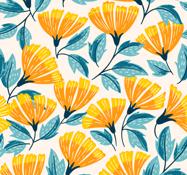 Ginkgo bloemmotief woonkamer behang - TenStickers