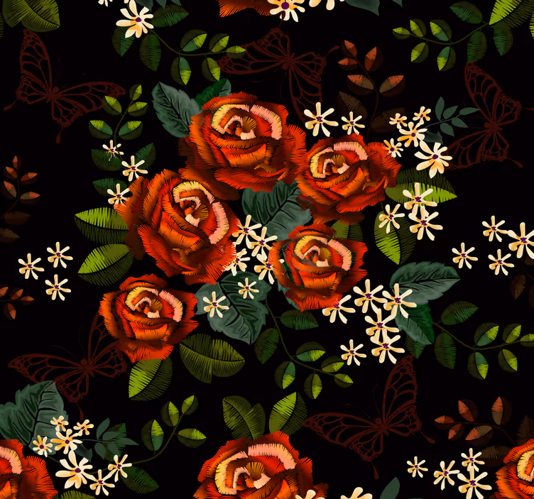 Bloemige elegantie behang bloemen - TenStickers