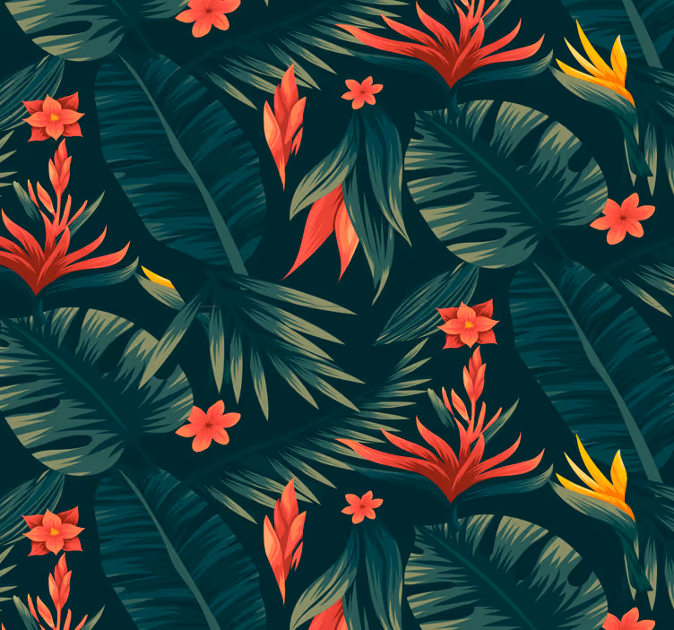 Tropische flora natuur behang - TenStickers