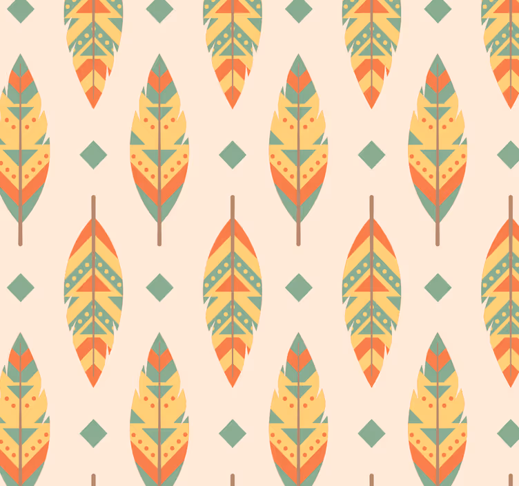 Modern bladpatroon woonkamer behang - TenStickers