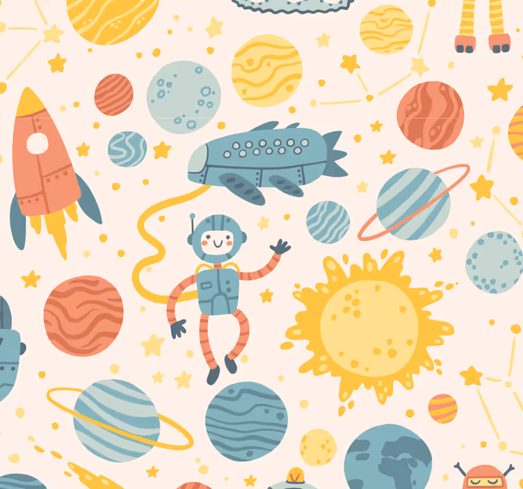 Ruimte avonturenscène behang kinderkamer - TenStickers