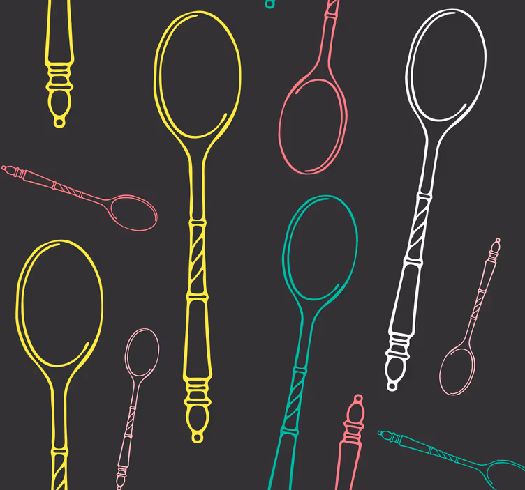 Schets van neon-gebruiksvoorwerpen keuken behang - TenStickers