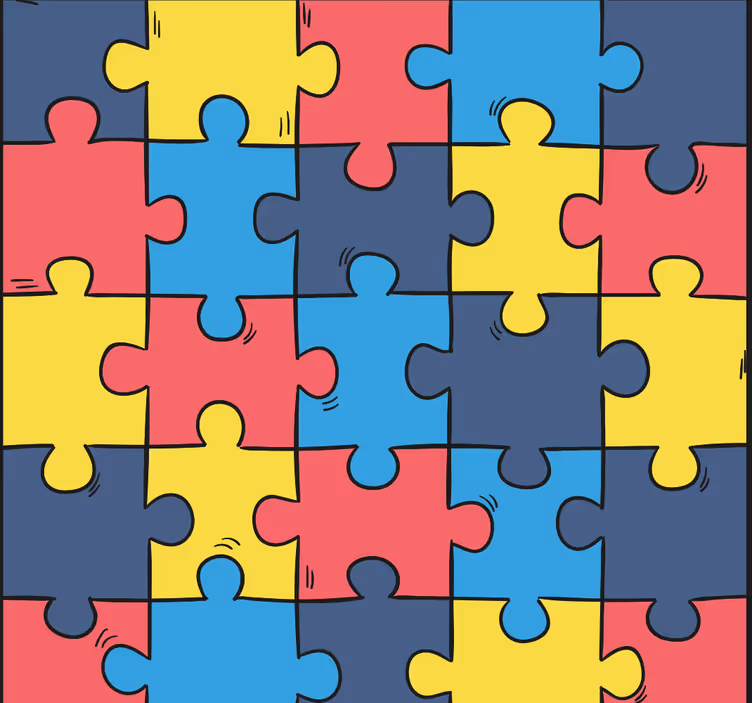 Regenboog puzzel abstract behang - TenStickers