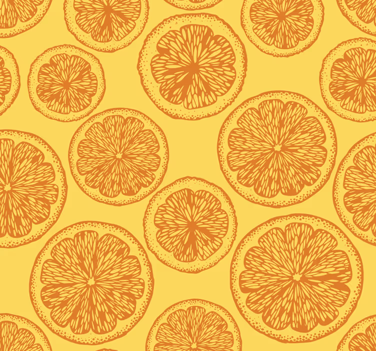Ornamentaal behang Oranje hand tekenen patroon - TenStickers