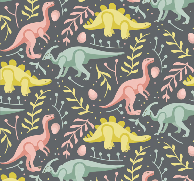 Dinosaurus cartoon toneelstuk dino behang - TenStickers
