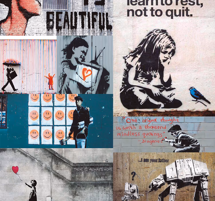 Arte Behang Banksy collage - TenStickers