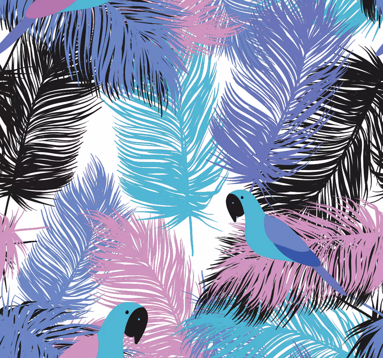 Tropisch papegaaienparadijs behang papegaai - TenStickers