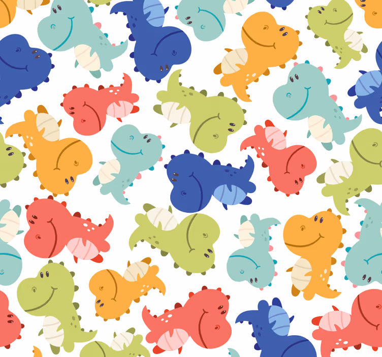 Vrolijk dinosauruspatroon dino behang - TenStickers