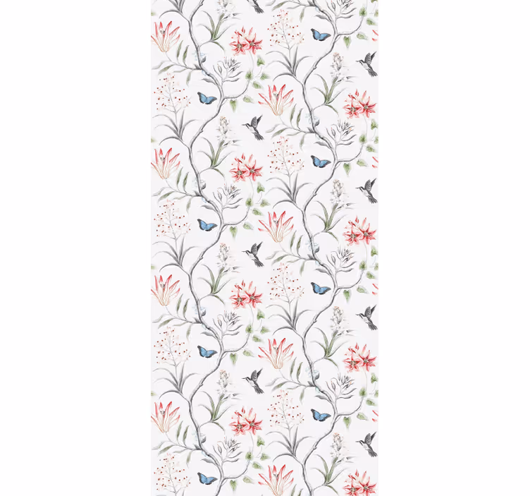 Bloemen vogelpatroon behang bloemsierkunst - TenStickers
