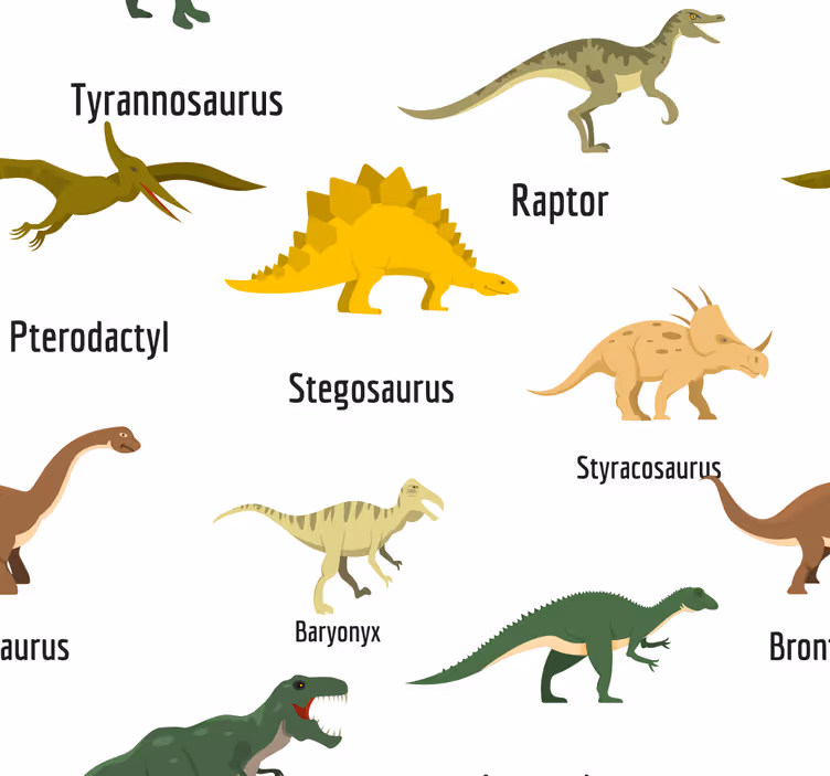 Slaapkamer behang Realistische dinosaurussen met namen - TenStickers
