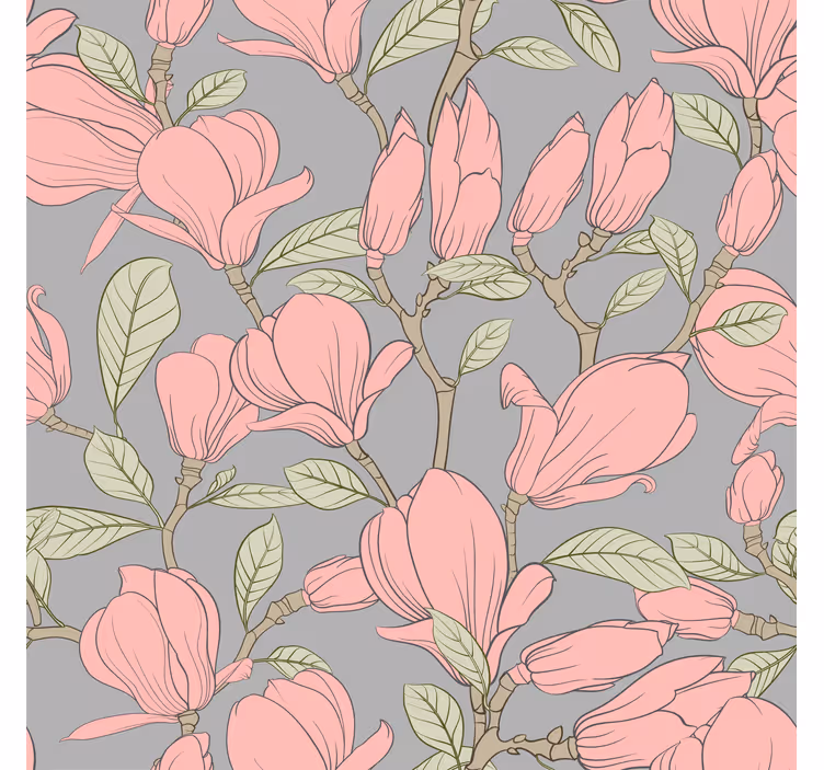 Bloemige magnolia's behang bloemen - TenStickers