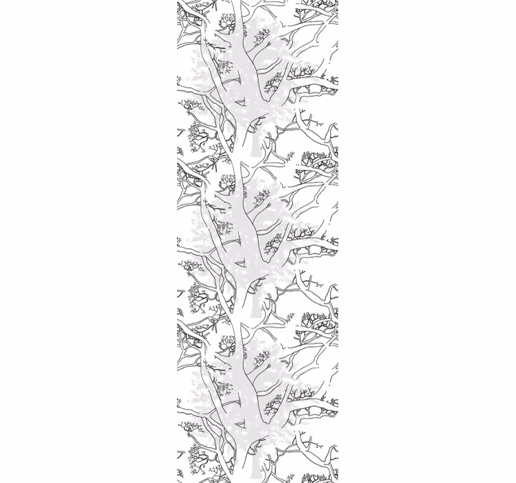 Bloemen lijntekeningen behang grijs - TenStickers