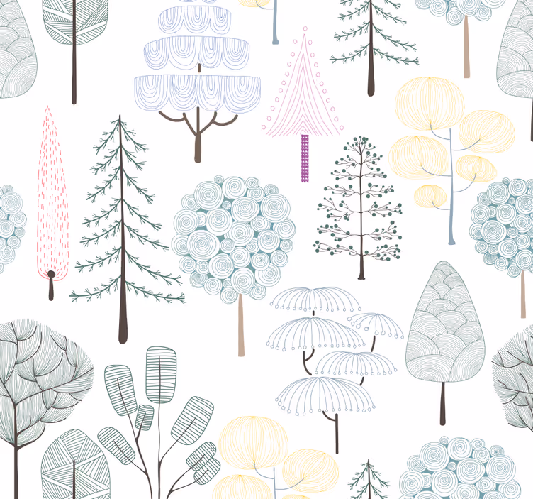 Behang natuur Schattige kleine bomen - TenStickers