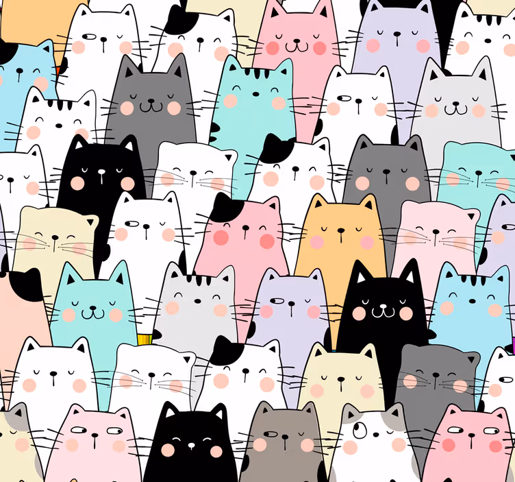 Dierenprint behang Katten - TenStickers